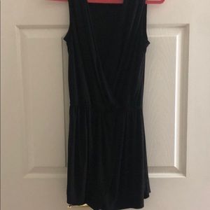 Black v-neck open romper dress